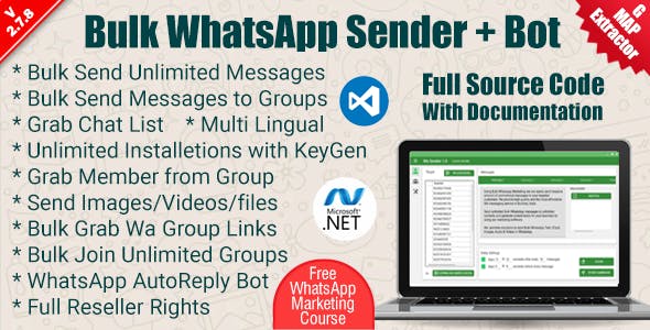 WaSender Bulk WhatsApp Sender + Group Sender + WhatsApp Auto Reply Bot (V2.7.8)