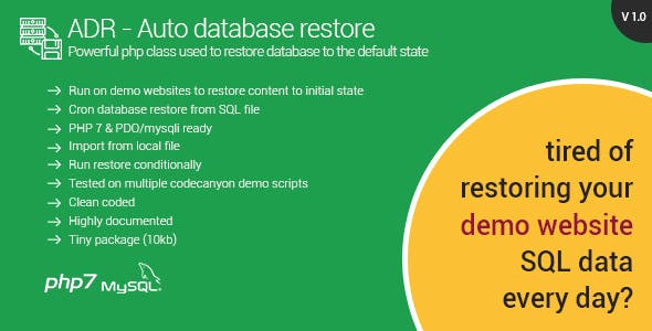 Automatic Database Restore - Restore content for your demo websites