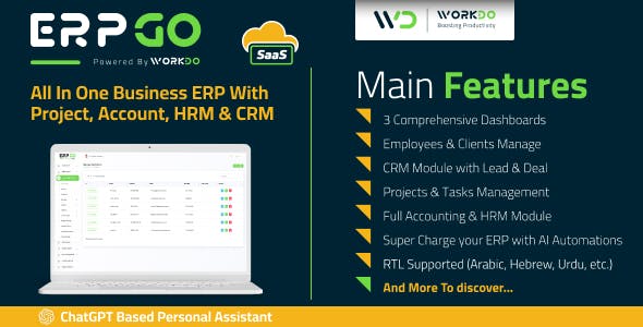 ERPGo SaaS - All In One Business ERP With Project, Account, HRM, CRM & POS