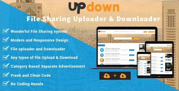 UpDown - File Sharing Uploader / Youtube / Downloader & Blogging