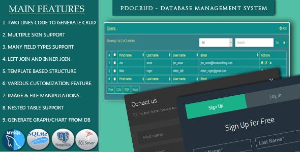 PDO Crud – Advanced PHP CRUD application (Form Builder & Database Management)