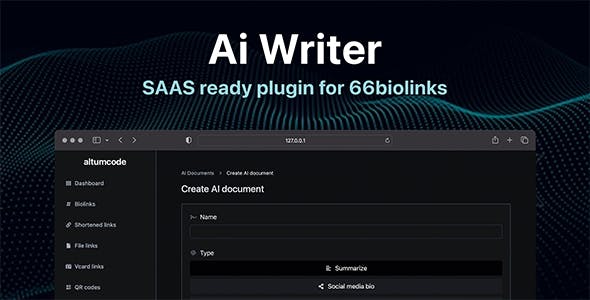 AI - Writing Assistant, Image Generator, Speech to Text - 66biolinks plugin